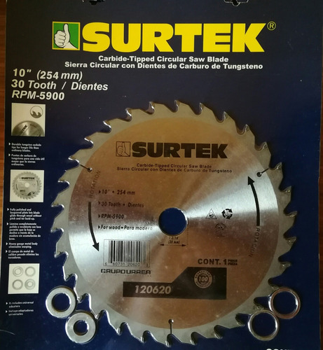 Disco Sierra Para Corte De Madera De 10 X 30 Dtes