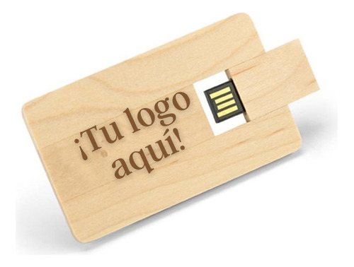 Pendrive Tarjeta De Crédito Madera 32gb Con Logo 50 Unidades