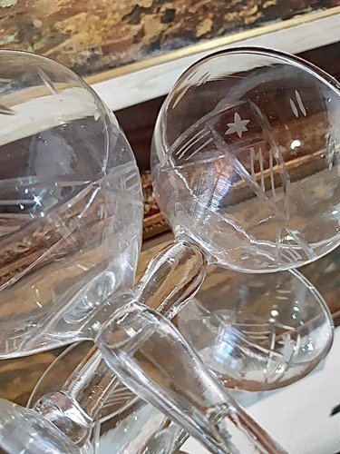 Juego De 11 Copas Sidra Champagne Talladas Antiguas