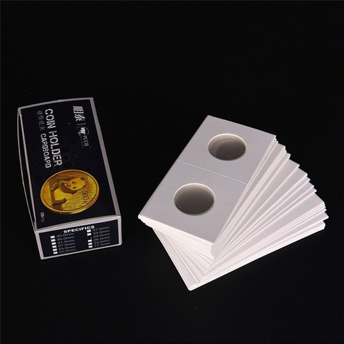Caja De 50 Unidades Cartón, Funda Para Monedas De 23 Mm.
