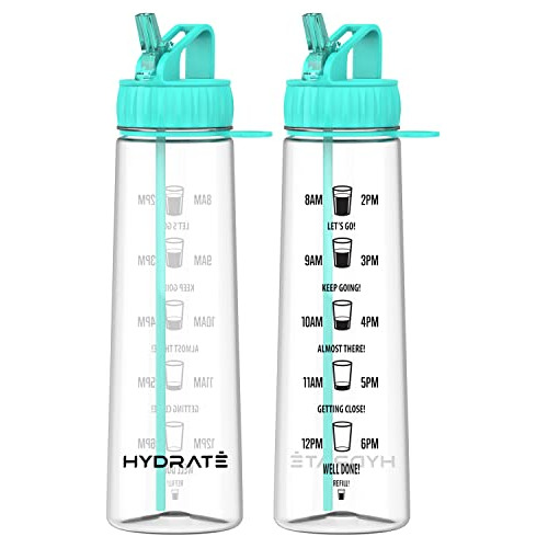 Hydrate Botella De Agua De 900 Ml Con Pajita Y Marcas De Tie