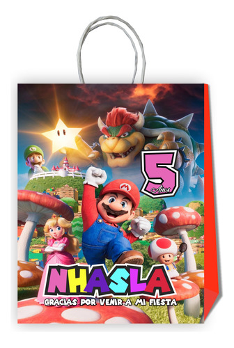 10 Bolsas Cumpleaños Super Mario #3 Personalizadas