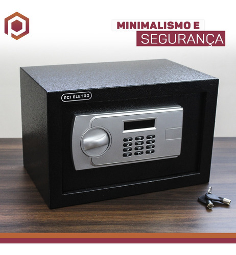 Imagem 3 de 6 de Cofre Display Eletrônico Digital Chave Senha 20mm 6kg 8l