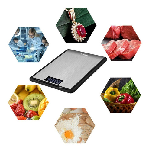 Bascula Peso Digital Precision Cocina 10kilos Acero Inox