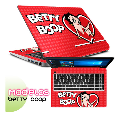 Skin Laptop Betty Boop Rosa Decora Y Protege + Instalacion