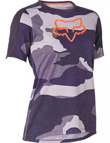 Polera Bicicleta Mujer Drirelease Camo Morado Fox