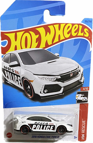 Hot Wheels 2018 Honda Civic Type R Blanco Policía 4/10