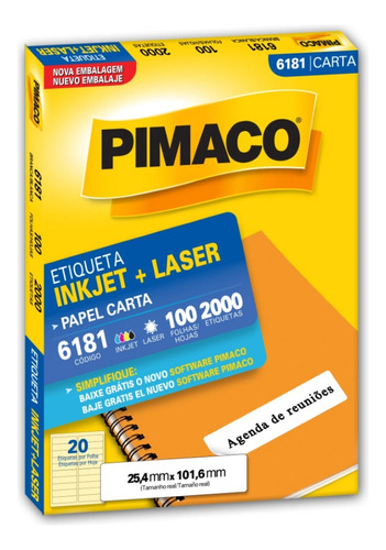 Etiqueta Carta 6181 25,4x101,6 Ink-jet/laser Pimaco 100fls