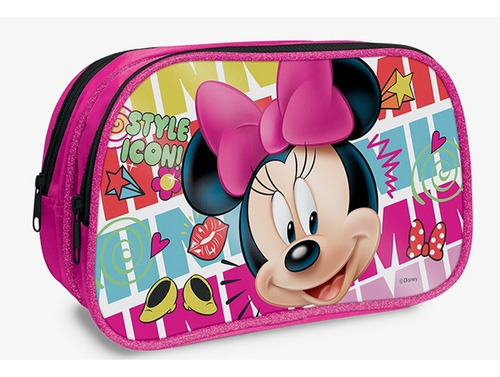 Cartuchera Doble Cierre Minnie Mouse Disney Color Fucsia