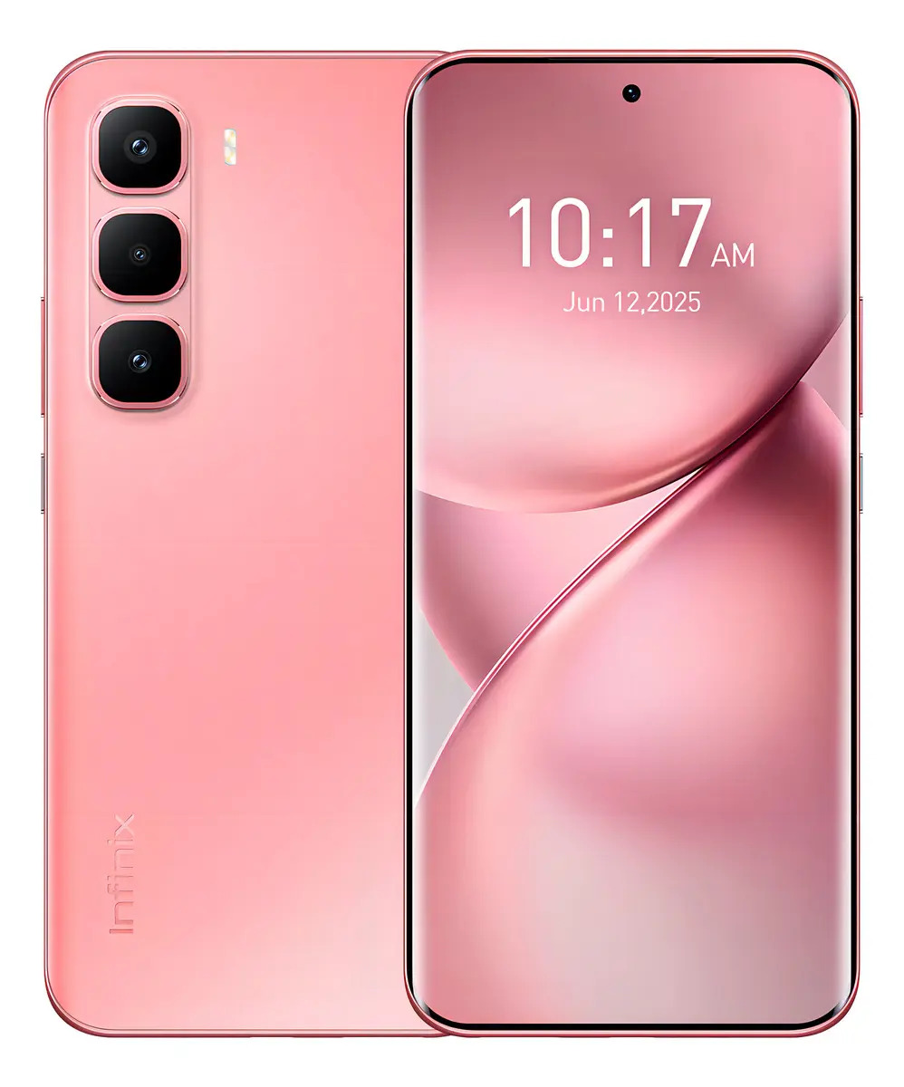 Celular Infinix Hot 60 Pro+ AI Phone Coral, Dual Sim, 16GB RAM, 256GB ROM, pantalla curva 3D AMOLED 1,5k 144Hz, batería 5160 mAh, carga rápida 45 W, cámara Sony 50 MP, diseño moderno, NFC,MTK G200 6nm