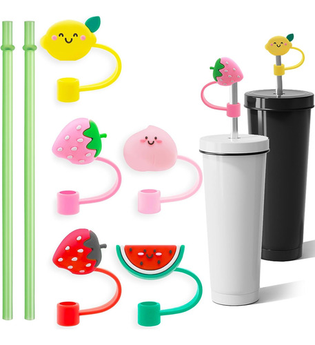 10 Fundas De Silicona Para Popote Con 2 Pajillas, De 0.315 A