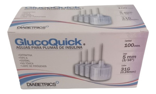 Agujas Pluma Insulina Glucoquick 31g X 5mm X 100 Unidades