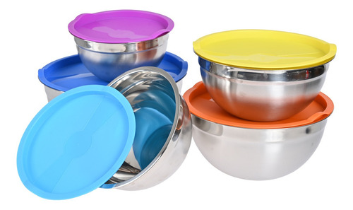 Tazones Bowl Bowls Memi Tapa Cocina Ensalada Ensaladera Acero Inoxidable 5 Piezas Tazon Comida Acero Inox Juego Set X 5 Unidades Bowls Ace Inox Concasse