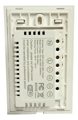 Plaqueta Inteligente Wifi C/1 Interruptor De Luz Táctil 16 A 240v Blanco