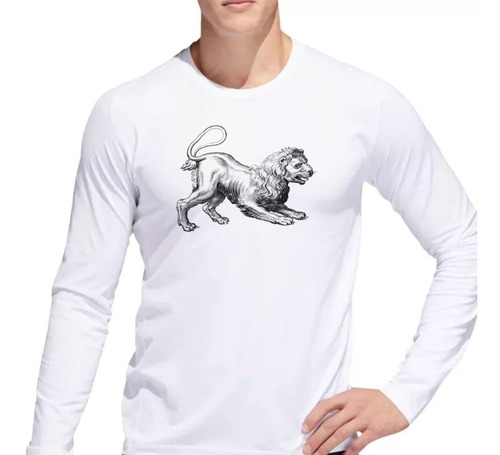 Remera De Hombre Leon Posando Para Atacar Dibujo Ml