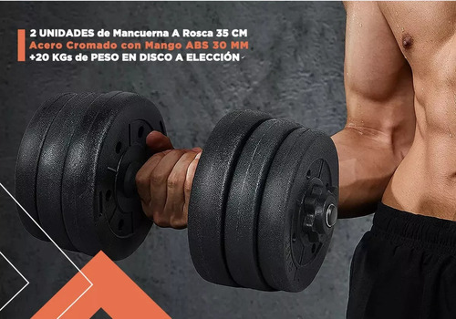 Kit Mancuernas + 20 Kg De Discos Pesas A Eleccion Cromadas