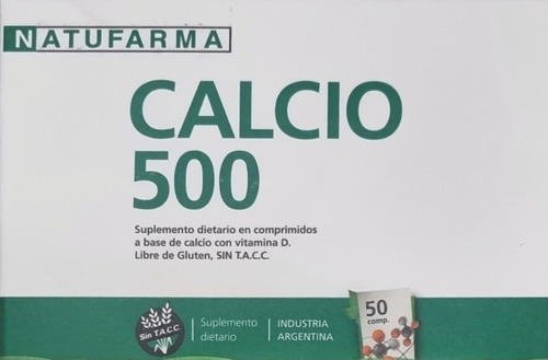 Calcio 500mg Natufarma + Vitamina D Sin Tacc Comprimido X 50
