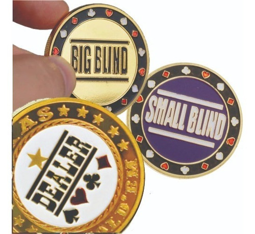 Fichas De Poker Dealer Big Blind Small Blind Jogo 3 Peças