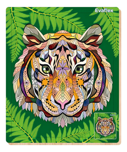 Rompecabezas Madera Evaflex Tigre Mandala C/100 Pzas 40*48cm