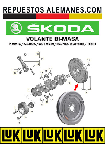 Volante Bimasa Skoda Kamiq Karoq Octavia Rapid Superb Yeti