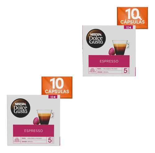 Kit 2 Café Espresso Cápsula Nescafé Dolce Gusto Caixa Com 10