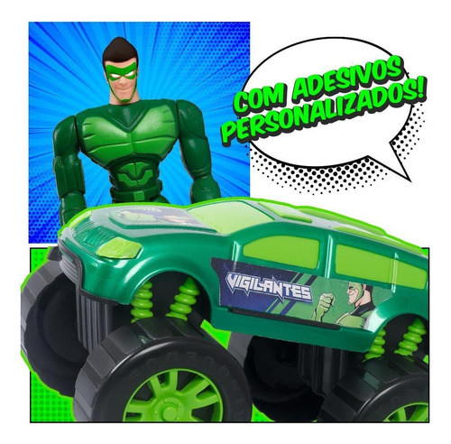 Imagem 3 de 5 de Conjunto Boneco Articulado + Carrinho Vigilante Verde Mielle