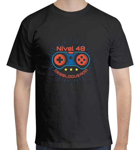 Playera De Cumpleaños 48 Años Gamer Nivel 48 Desbloqueado