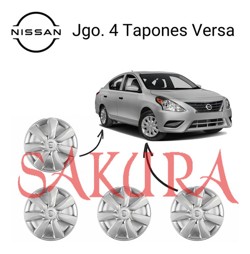 Juego 4 Tapas Rin 14 PuLG Versa 2014 Original