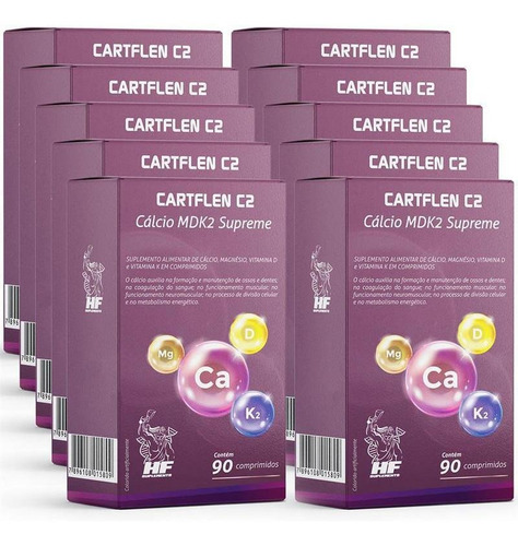 Kit 10 Cartflen C2 Calcio  Supreme 90 Comprimidos