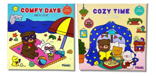 Kit 2 Livros Colorir Tipo Bobbie Goods Cozy Times/comfy Days 48pg Touch Pintura