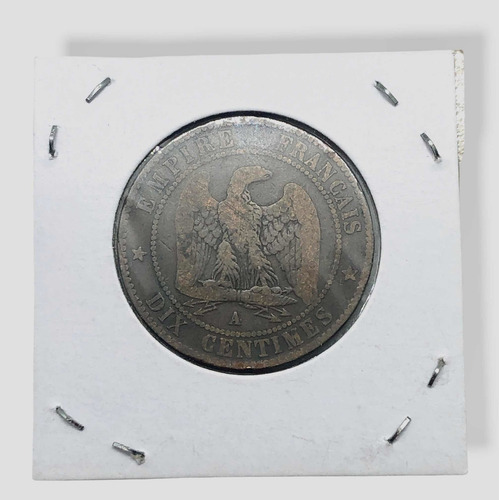 Antigua Moneda Francés 1856 D 10 Cêntimos Cobre Napoleón Iii (Usado)
