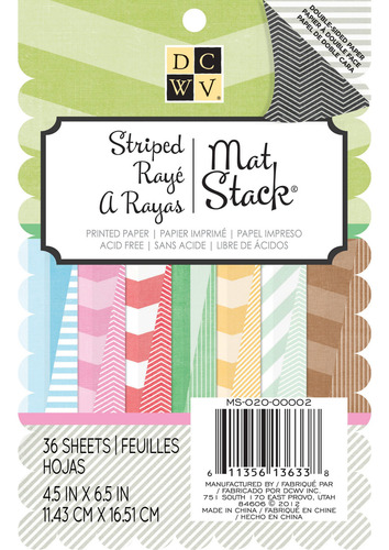 Scrapbook Block Papel Dobe Cara Rayas Colores Tarjetas Decor