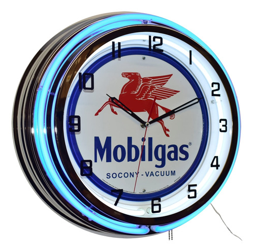 Mobil 19  Mobilga Socony Vacuum Pegasus Sign Doble Neon Oil