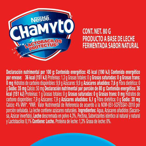 Yoghurt Chamyto Natural 5 Piezas 80g