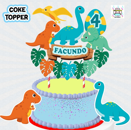 Cake Topper Kit Imprimible Adorno Torta Dinosaurios Varón