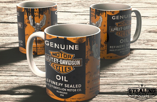 Imagen 2 de 3 de Taza Porcelana Fierrera - Harley Davidson #01 | Oil - Aceite