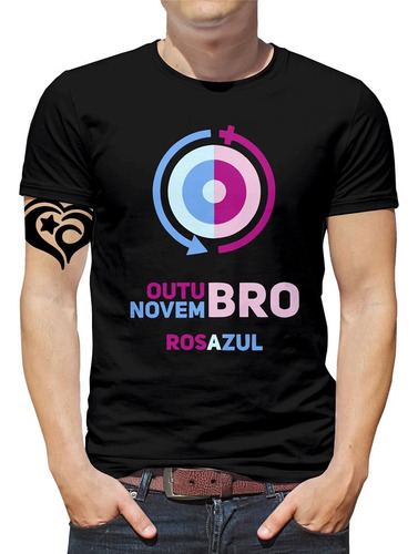 Camiseta Outubro Rosa E Novembro Azul Masculina Blusa Est1