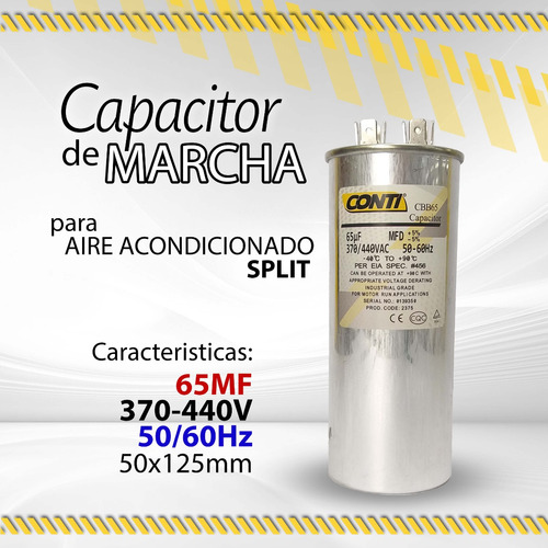 Capacitor D Marcha P/aire Split 65mf 370-440v Conti / 05795