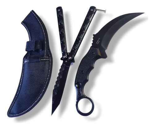 Set Combo Kerambit Mariposa Pro Kit Black Full Tang Cs Go 