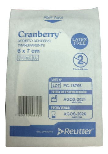 Pack 5 Apósito Ad Transparente 6x7cm Cranberry - Zona Medica