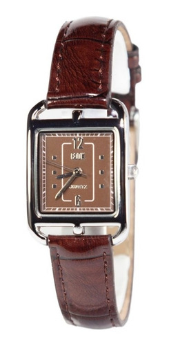 Reloj Mujer John L Cook Analogo Fashion 3524 Cuero Malla Negro Bisel Plateado Fondo Negro