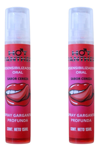 2 Desensibilizador Oral Garganta Profunda Hot Panther 15ml Sabor CERERZA