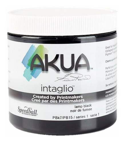 Akua Intaglio Tinta 8 Oz Lampara Negra