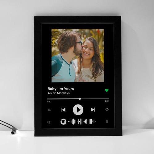 Imagem 2 de 7 de Quadro Interativo Música Spotify Com Moldura E Vidro