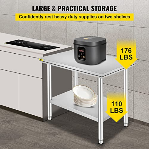 Mesa De Trabajo De Acero Inoxidable De 24 X 36 X 32 Pul...