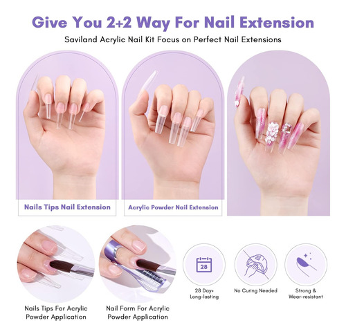Saviland Kit De Uñas Acrílicas Con Puntas De Uñas, Juego De
