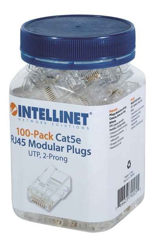 Plug Rj45 Bote 100 Piezas Intellinet 790055 Conector Cat 5e