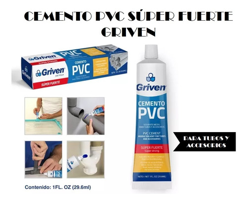 Pega Cemento Pvc Para Tubos Súper Fuerte 29.6ml - Griven