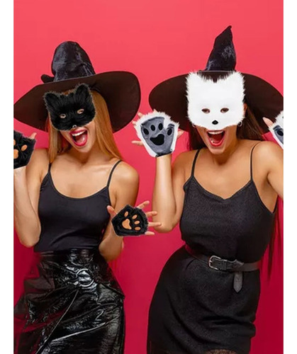 3pcs Juego De Máscara Y Cola De Therian De Gato De Halloween