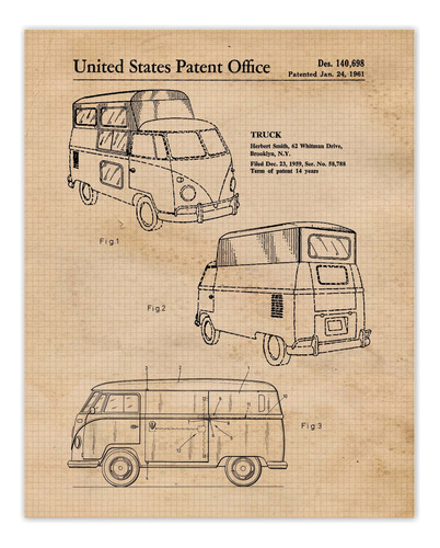 Vintage Microbus Camper Van Patent Patent Impress, 1 (11x14)